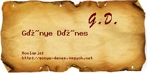 Gönye Dénes névjegykártya